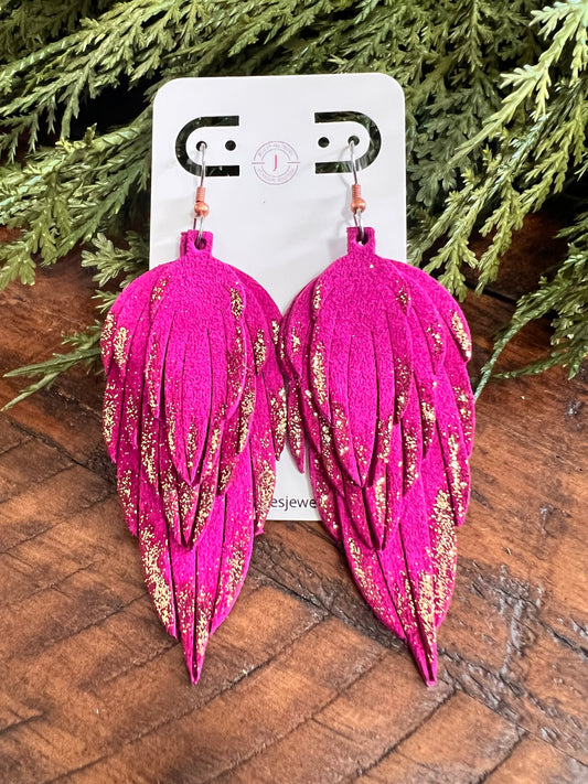 Magenta Suede Feather
