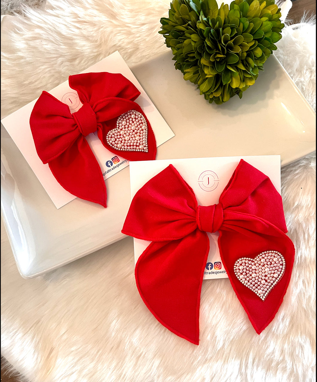 Red Linen Bow