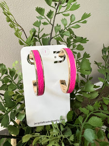 Gold Hoops - Hot Pink